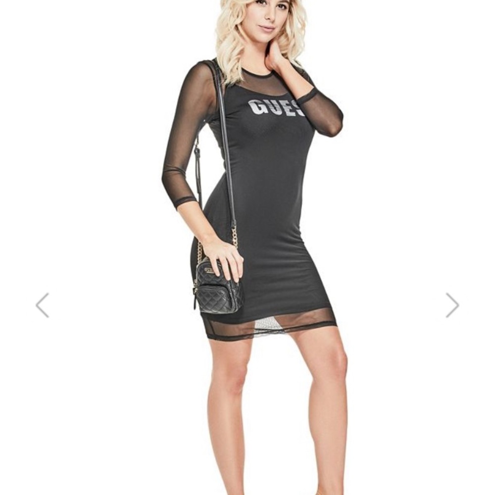 NWT GUESS HALEY MESH BLACK DRESS